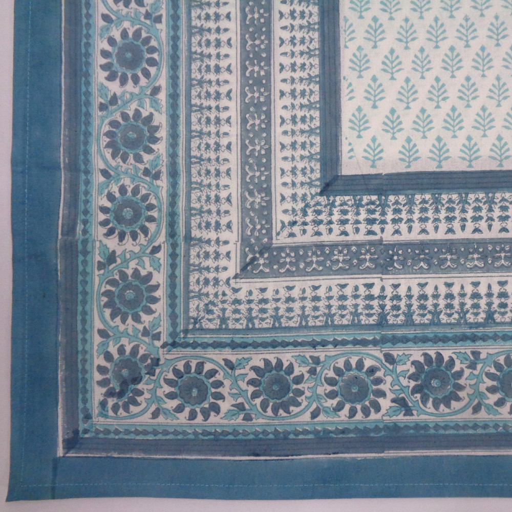 Hand Block Printed Cotton Tablecloth 150x220 cms TCL Neem Marina 701586
