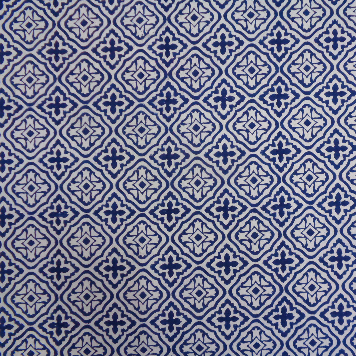 Hand Block Printed Cotton Tablecloth 180x270  Cross Flower Blue 302287