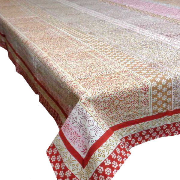 Hand Block Printed Cotton Tablecloth 180x270  Kalamkari 9251