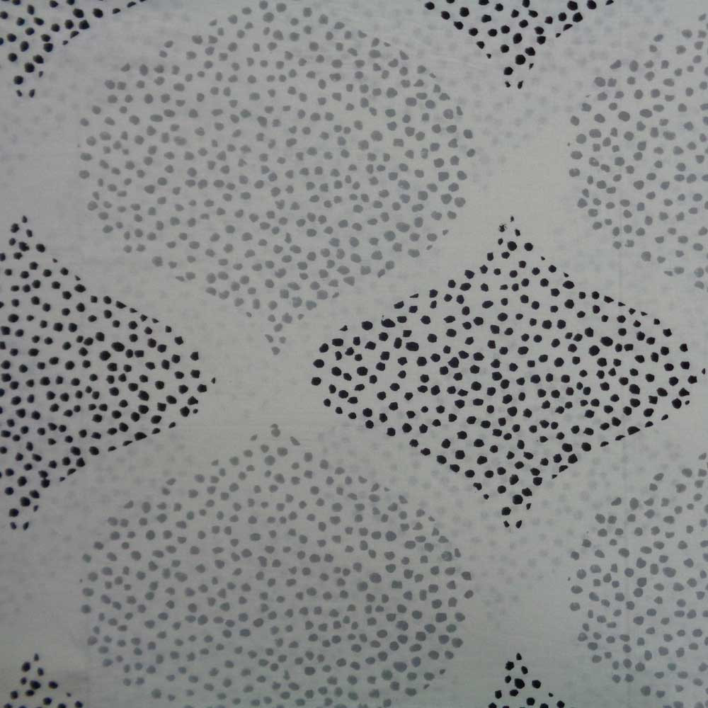 Hand Block Printed Cotton Tablecloth 180x270 Ogee Black Grey 103146