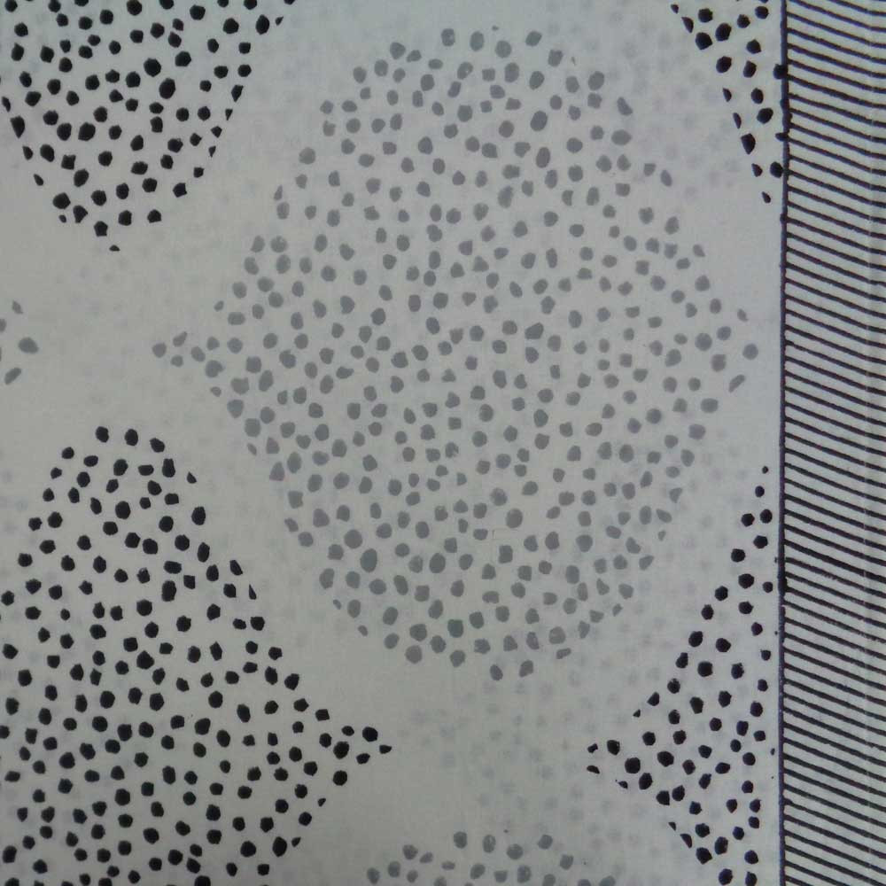 Hand Block Printed Cotton Tablecloth 180x270 Ogee Black Grey 103146