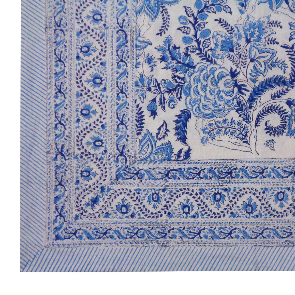 Hand Block Printed Cotton Tablecloth 180x270 cms  Bela Palace Blue 601088