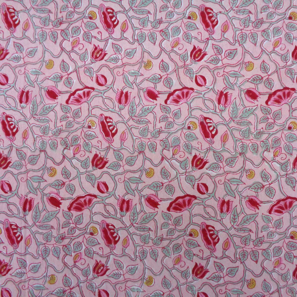 Hand Block Printed Cotton Tablecloth 180x270 cms Waterlily Pink Gud 906174