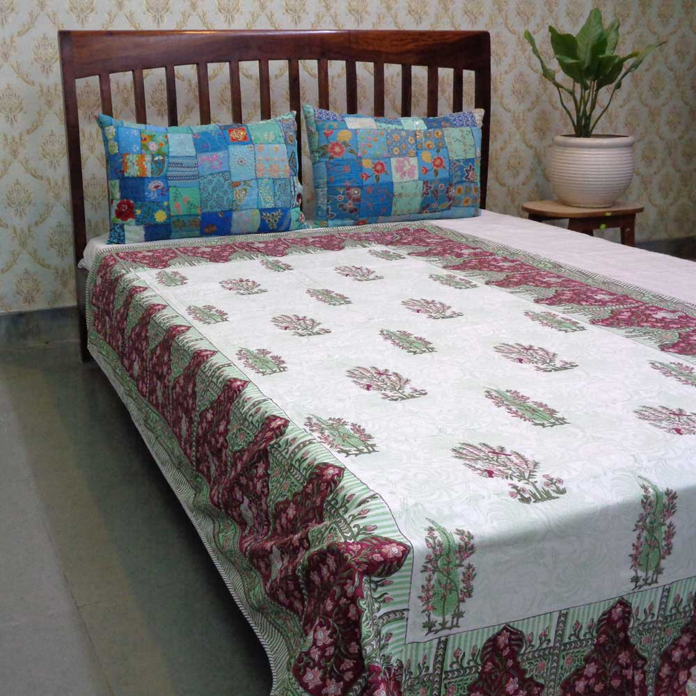 Hand Block Printed Cotton Twin Size Dohar Chakri Phool 230848