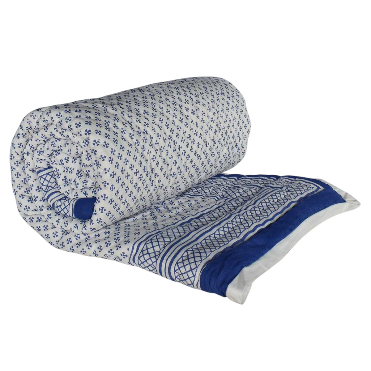 Hand Block Printed Cotton Twin Size Quilt 808181