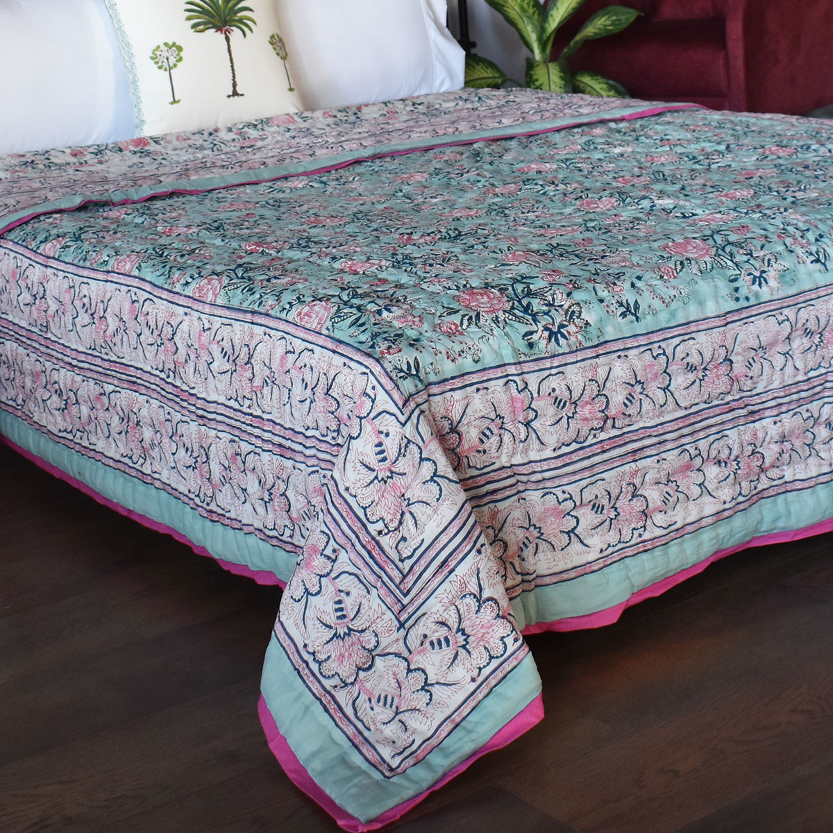 Queen Size Soft Cotton Quilt Handmade Naya Gulab 106606