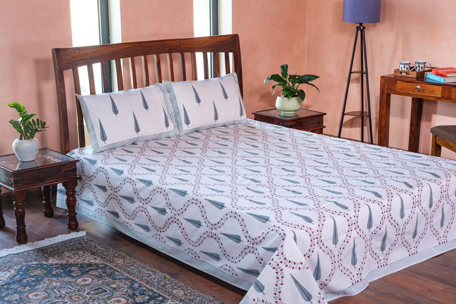 Queen Size Percale Fine Cotton Bedspread with 2 Pillow Cases 100873