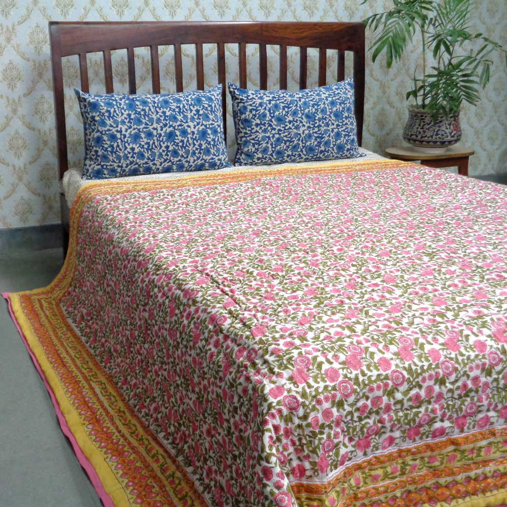 Queen Size Soft Cotton Quilt Handmade Bhare Pile Phool 102376