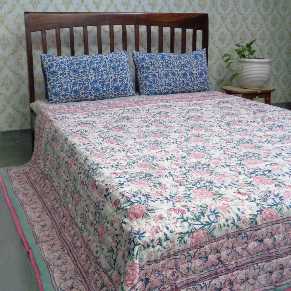 Queen Size Soft Cotton Quilt Handmade Naya Gulab 106606