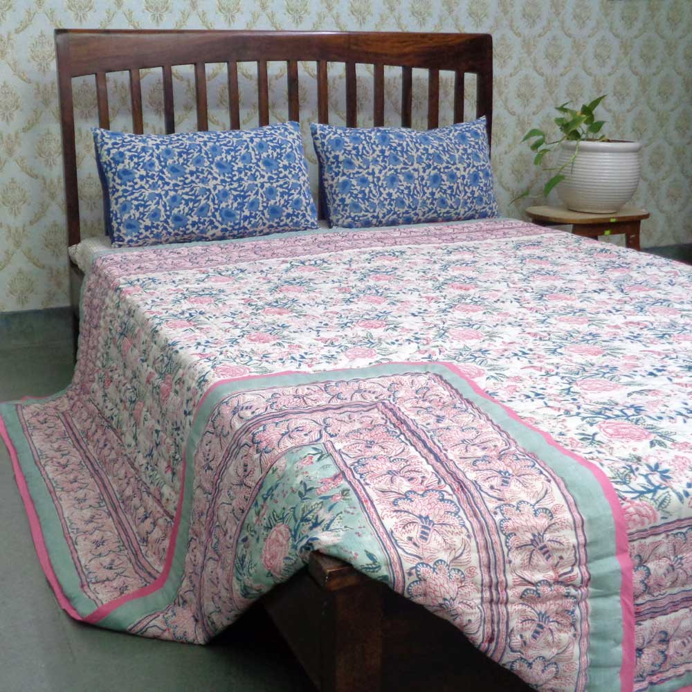 Queen Size Soft Cotton Quilt Handmade Naya Gulab 106606