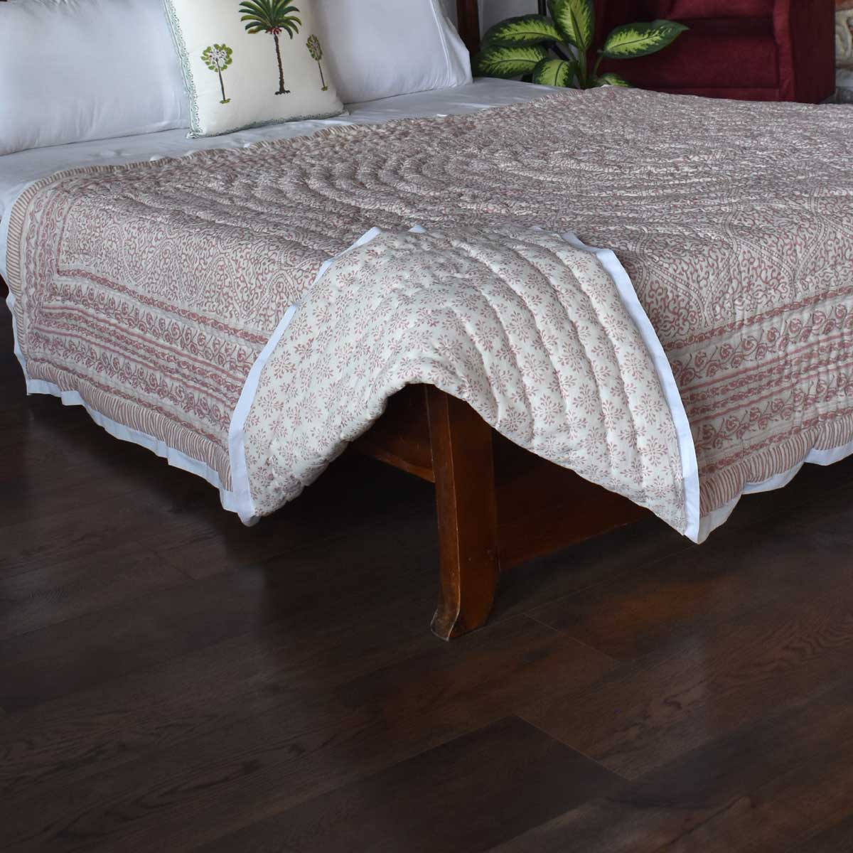 Hand Block Printed Cotton Medium Size Quilt Rang Mahal 260311