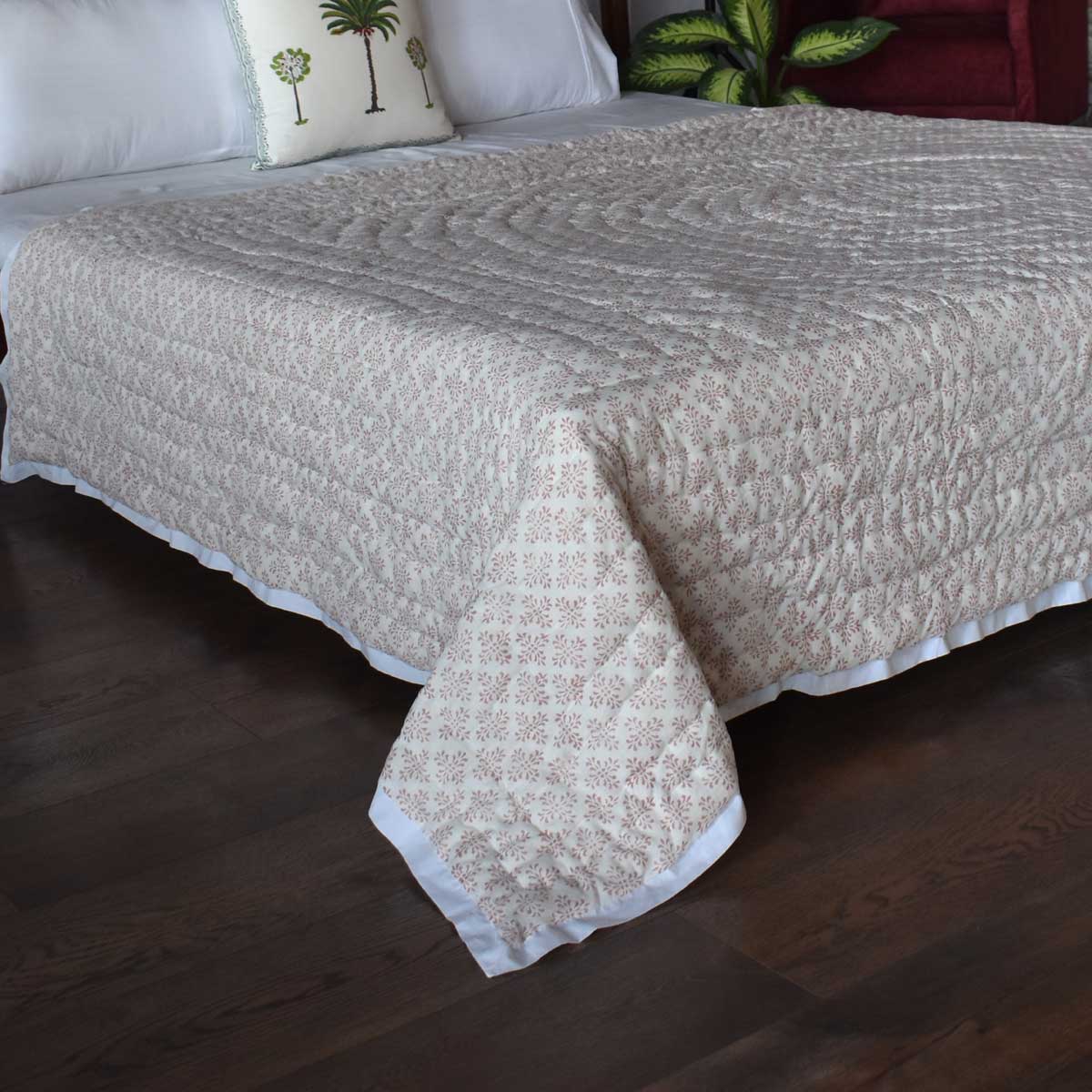 Hand Block Printed Cotton Medium Size Quilt  Rang Mahal 260311