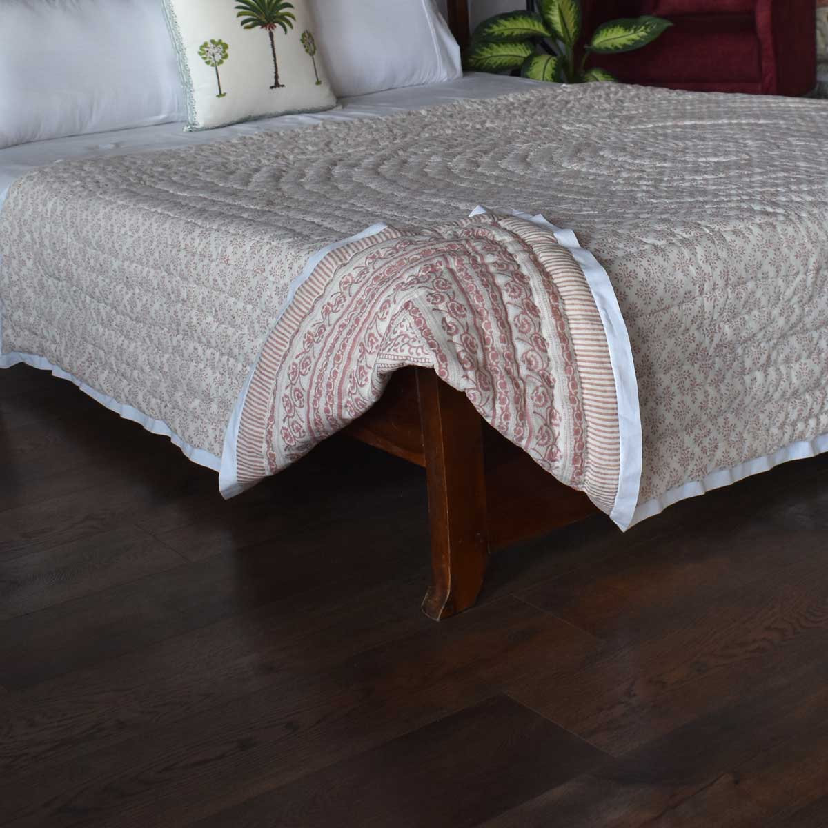 Hand Block Printed Cotton Medium Size Quilt Rang Mahal 260311