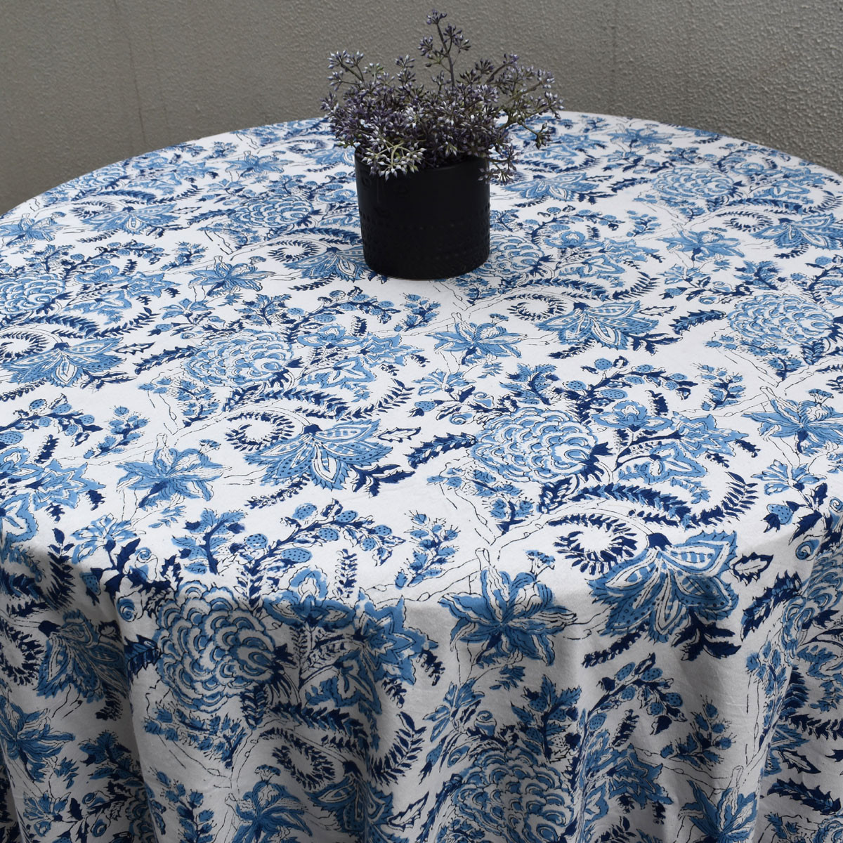 Round 220 cms Cotton French Design Table Cover  Bela Palace Blue 601088