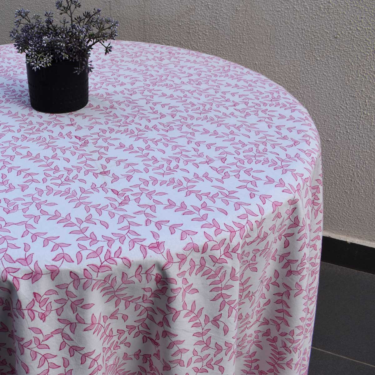 Round 220 cms Cotton French Design Table Cover  Blush Pink Harmony 202406