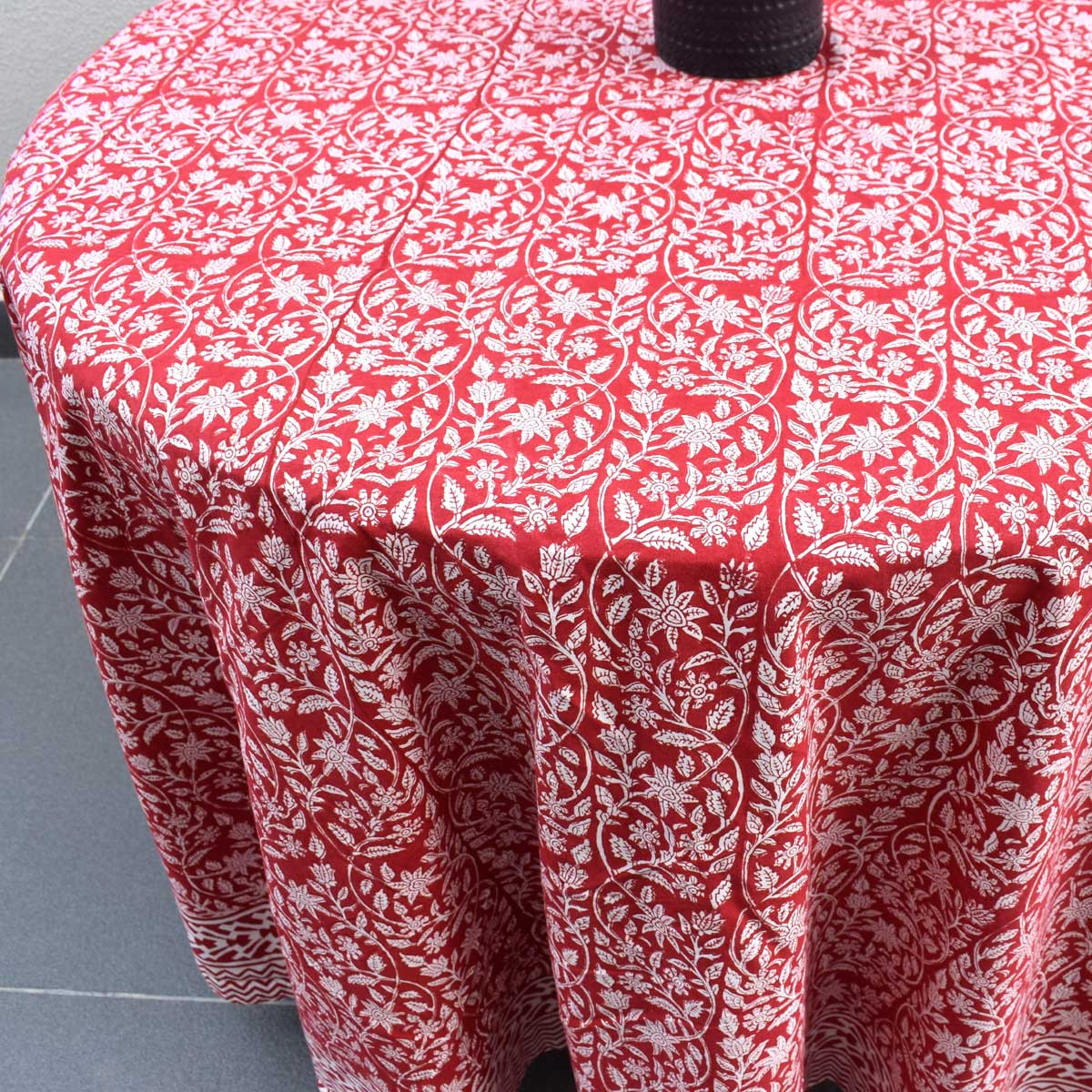 Round 220 cms Cotton French Design Table Cover Crimson Bloom 202408
