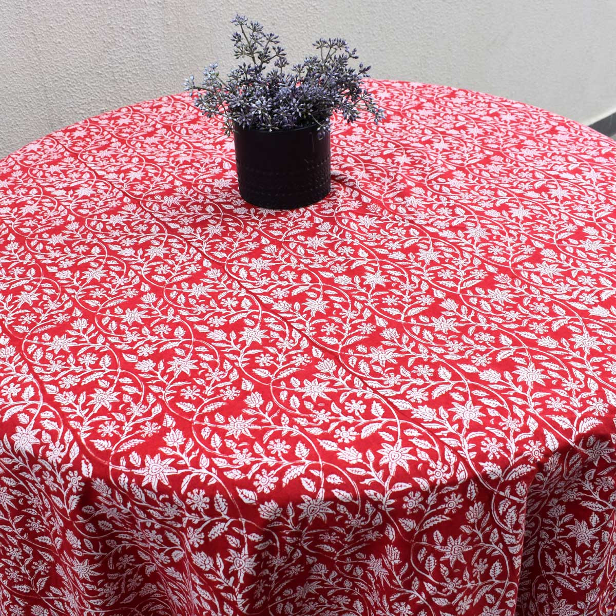 Round 220 cms Cotton French Design Table Cover  Crimson Bloom 202408