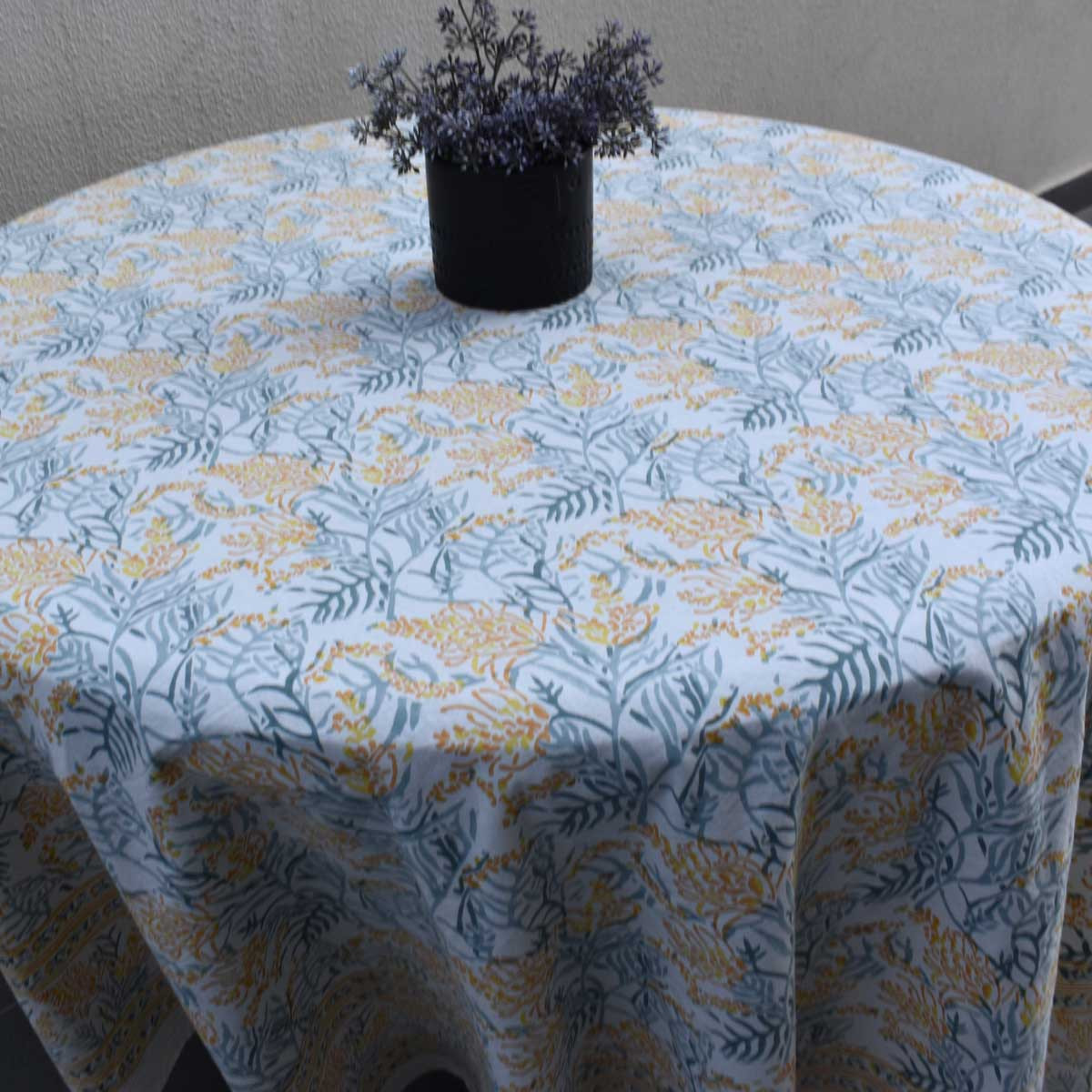 Round 220 cms Cotton French Design Table Cover  Lilas Amber 202507