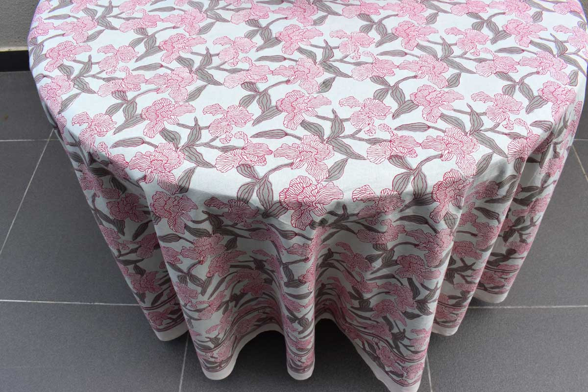 Round 220 cms Cotton French Design Table Cover  Orchid Glass 202602