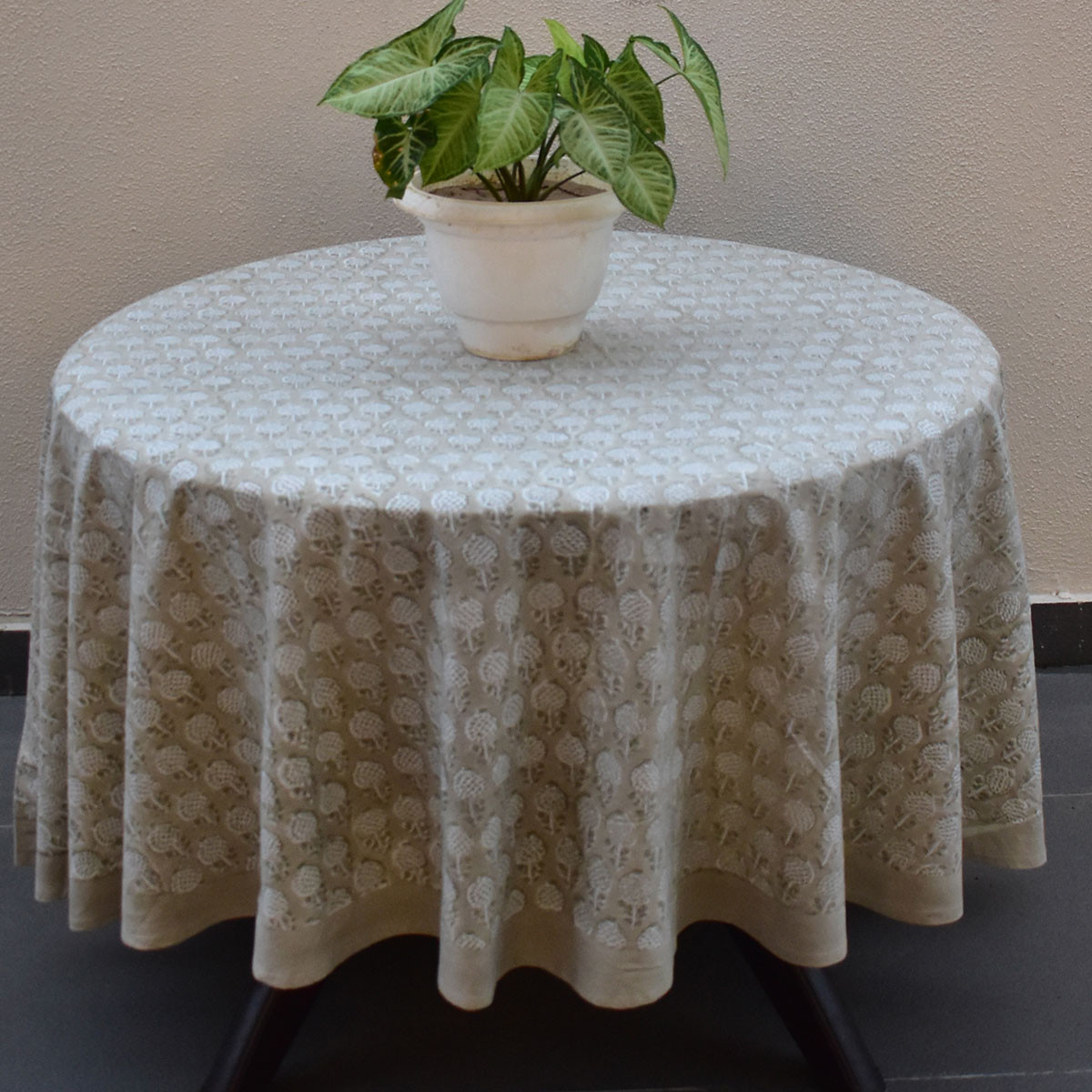 Round 220 cms Cotton French Design Table Cover Sandstone Grove 202410