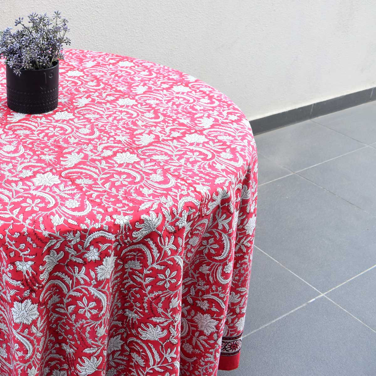Round 220 cms Cotton French Design Table Cover  Wild Flower Christmas 202515
