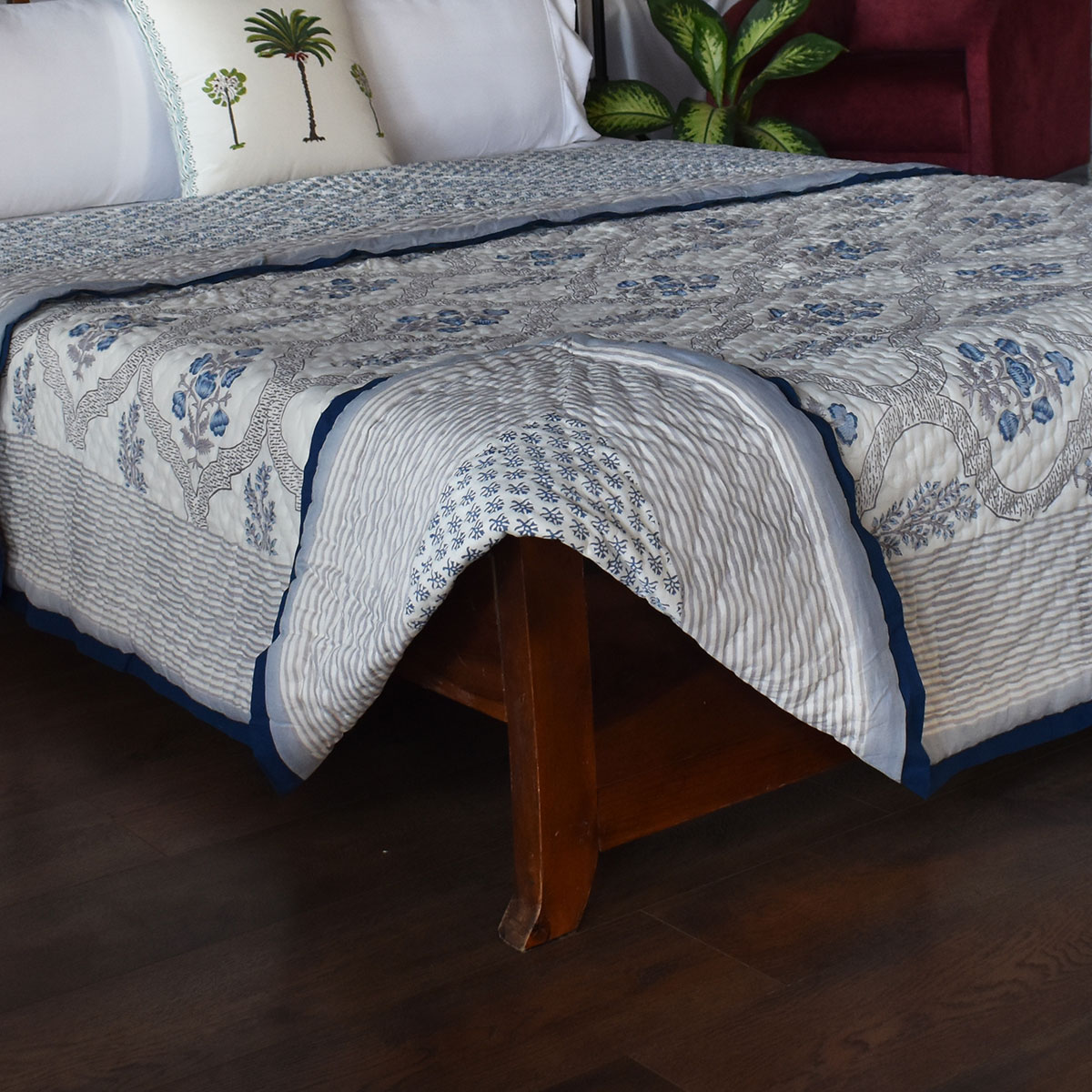 Hand Block Printed Cotton Queen Size Quilt  Shehnaaz Boota 206961