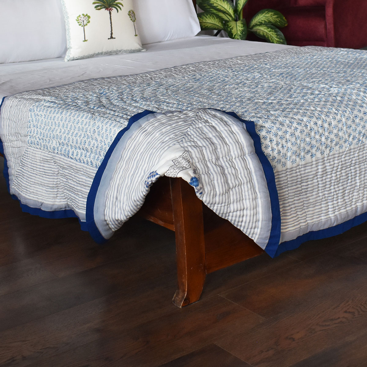 Hand Block Printed Cotton Twin Size Quilt  Shehnaaz Boota 206961