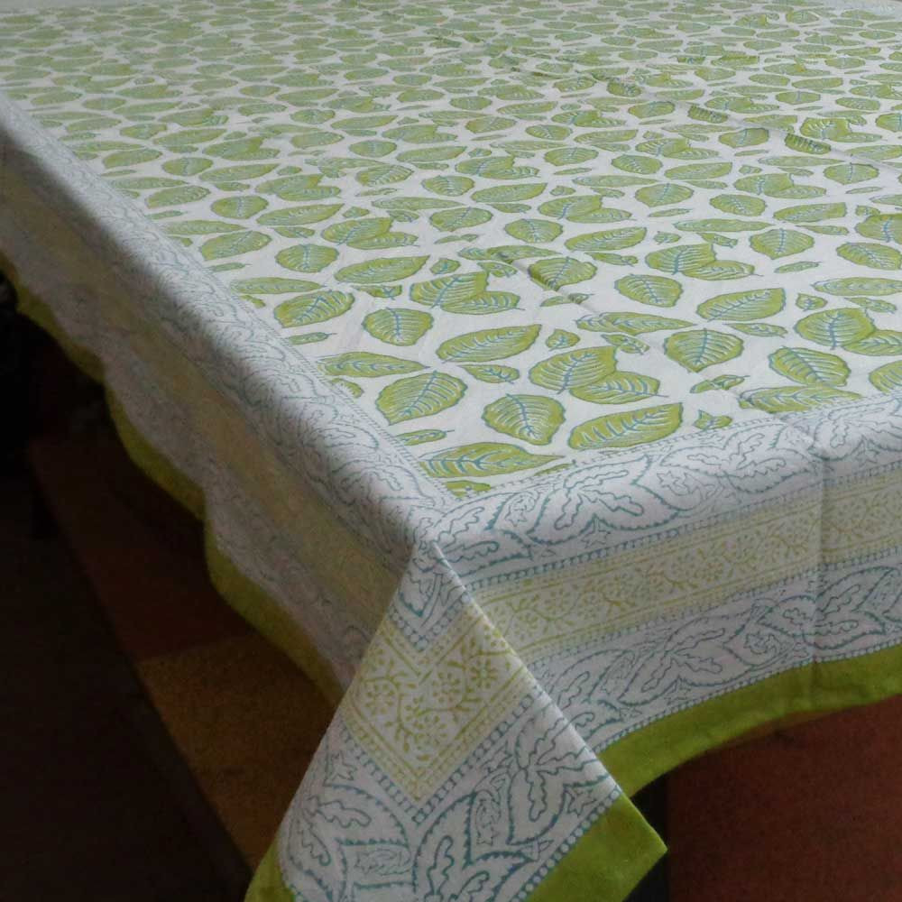 Tablecloth Block Printed in Cotton  Autumn Leaf 5203