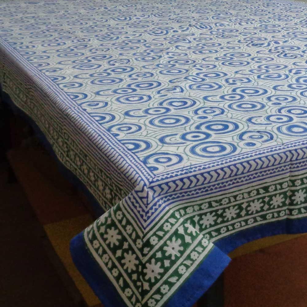 Tablecloth Block Printed in Cotton Geo Circle 5199