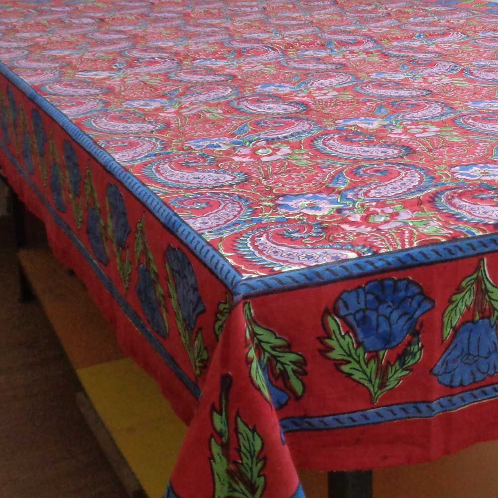 Tablecloth Block Printed in Cotton  Lai Ambi Mehrab 8062