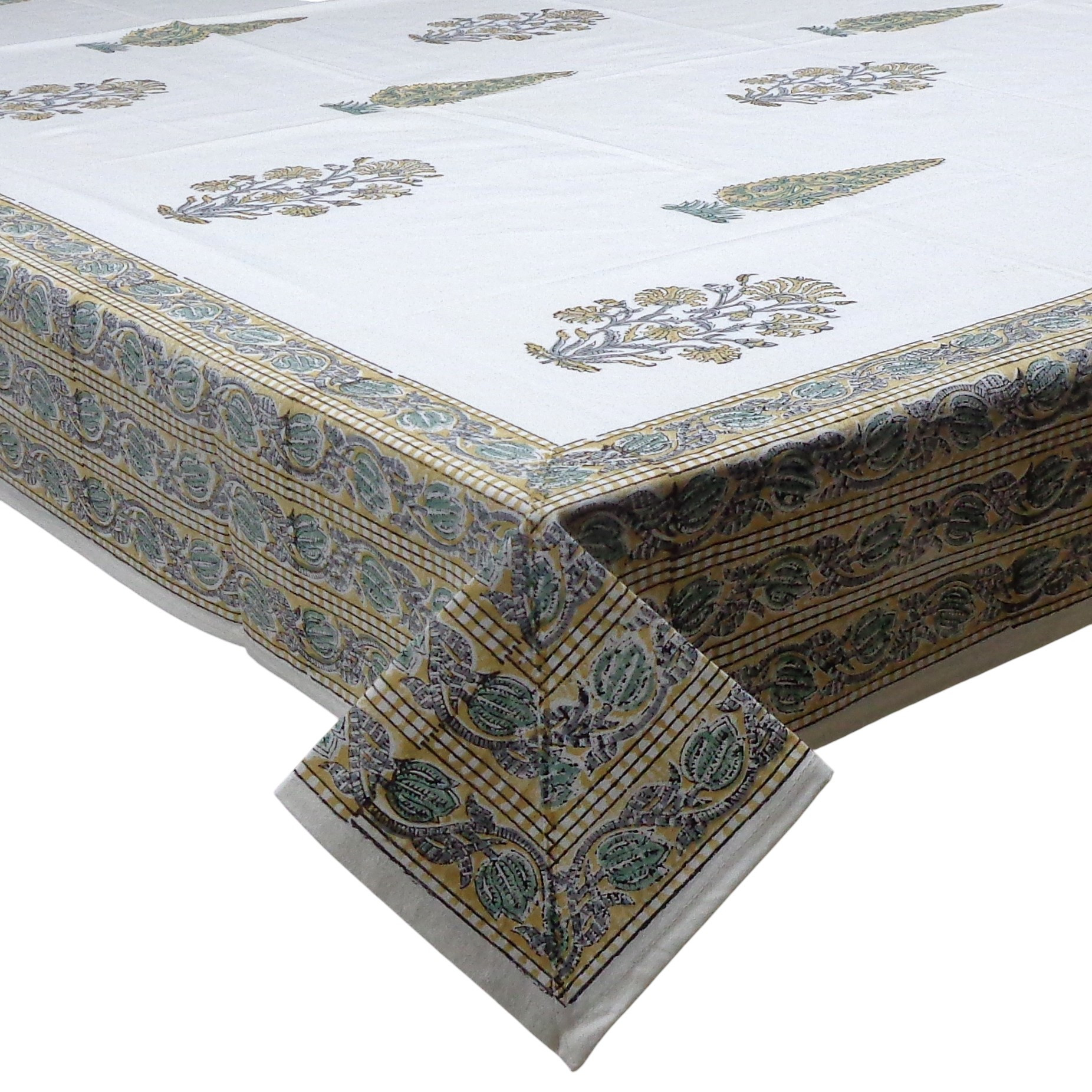 Wood Block Printed Handmade Tablecloth 150x220 cms 900111