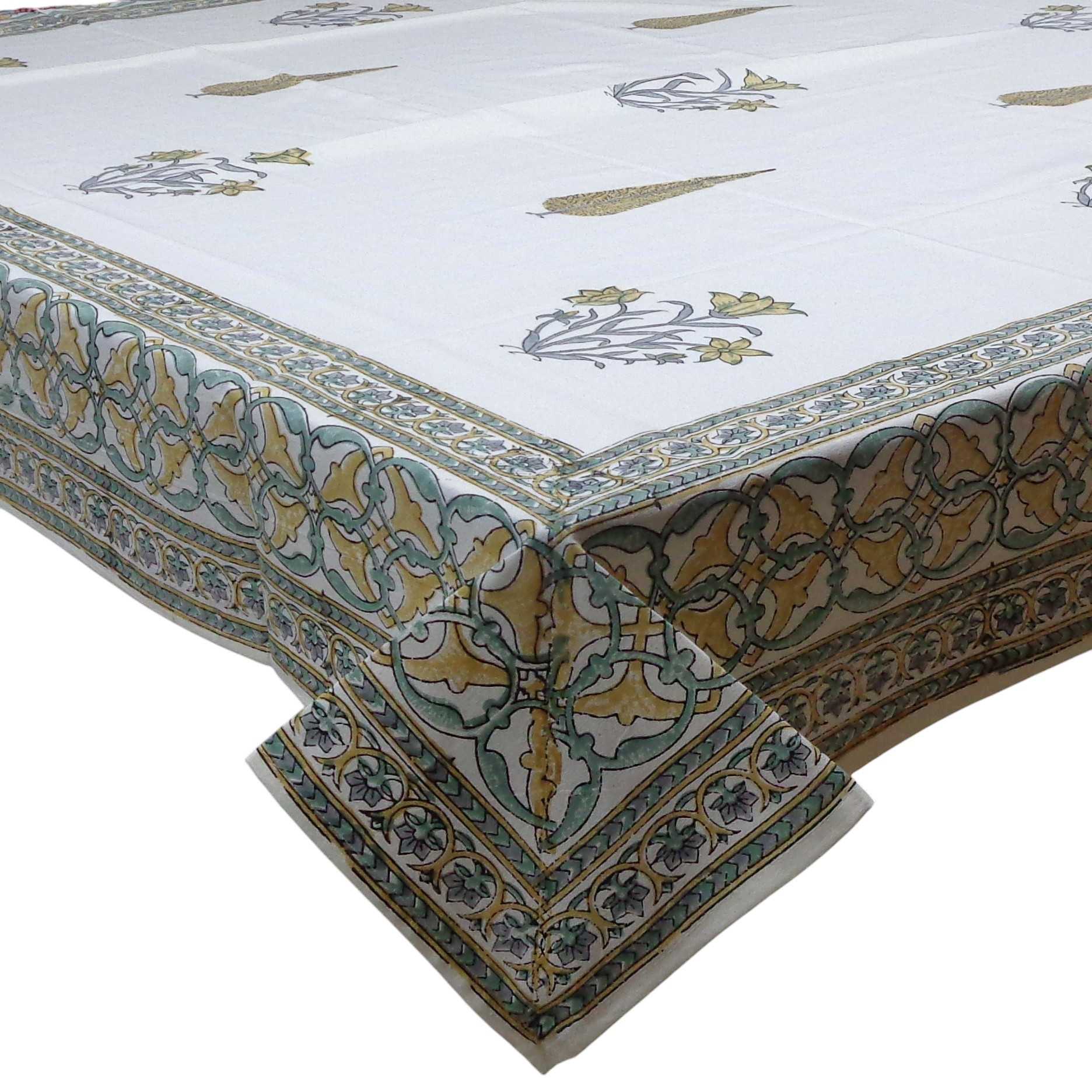 Wood Block Printed Handmade Tablecloth 150x220 cms  900126