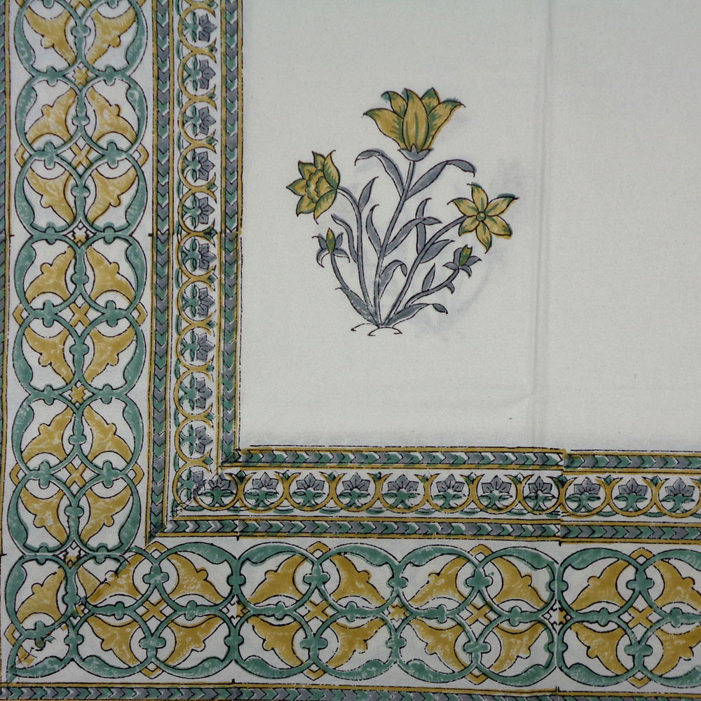 Wood Block Printed Handmade Tablecloth 150x220 cms 900126