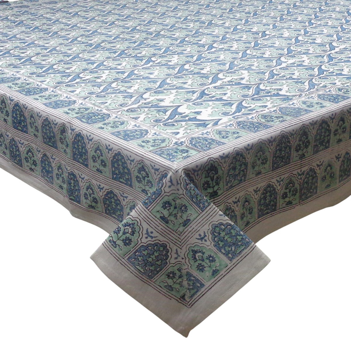 Wood Block Printed Handmade Tablecloth 150x220 cms  909601