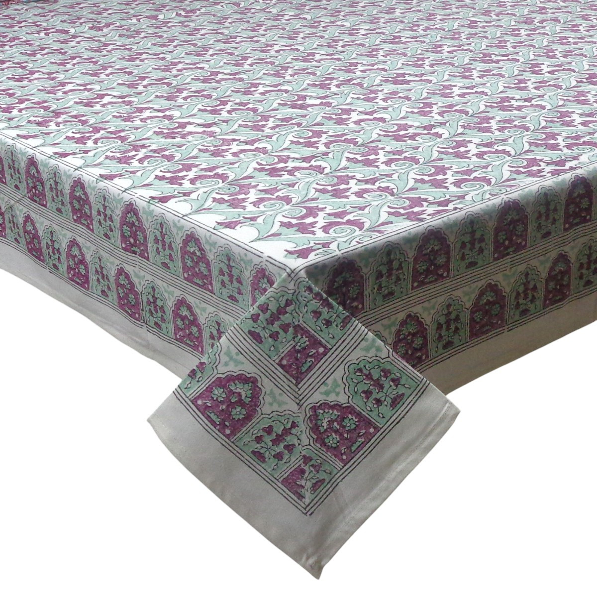 Wood Block Printed Handmade Tablecloth 150x220 cms  909711