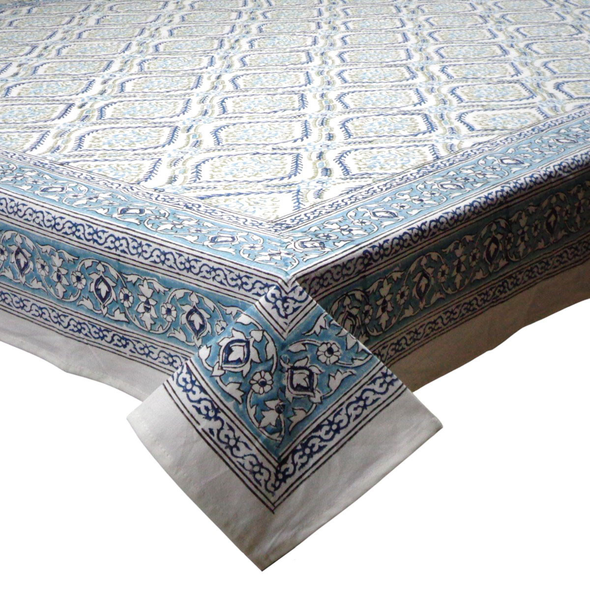 Wood Block Printed Handmade Tablecloth 150x220 cms  909837