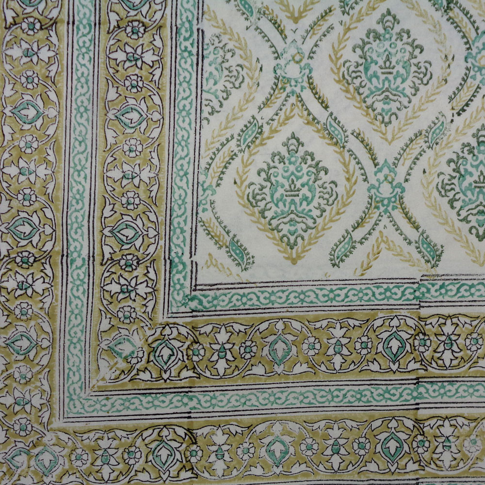 Wood Block Printed Handmade Tablecloth 150x220 cms  909844