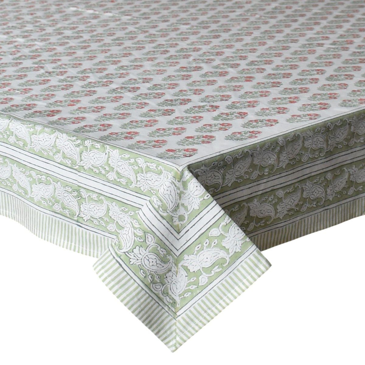 Wood Block Printed Handmade Tablecloth 150x220 cms  Boota Georgia 202403
