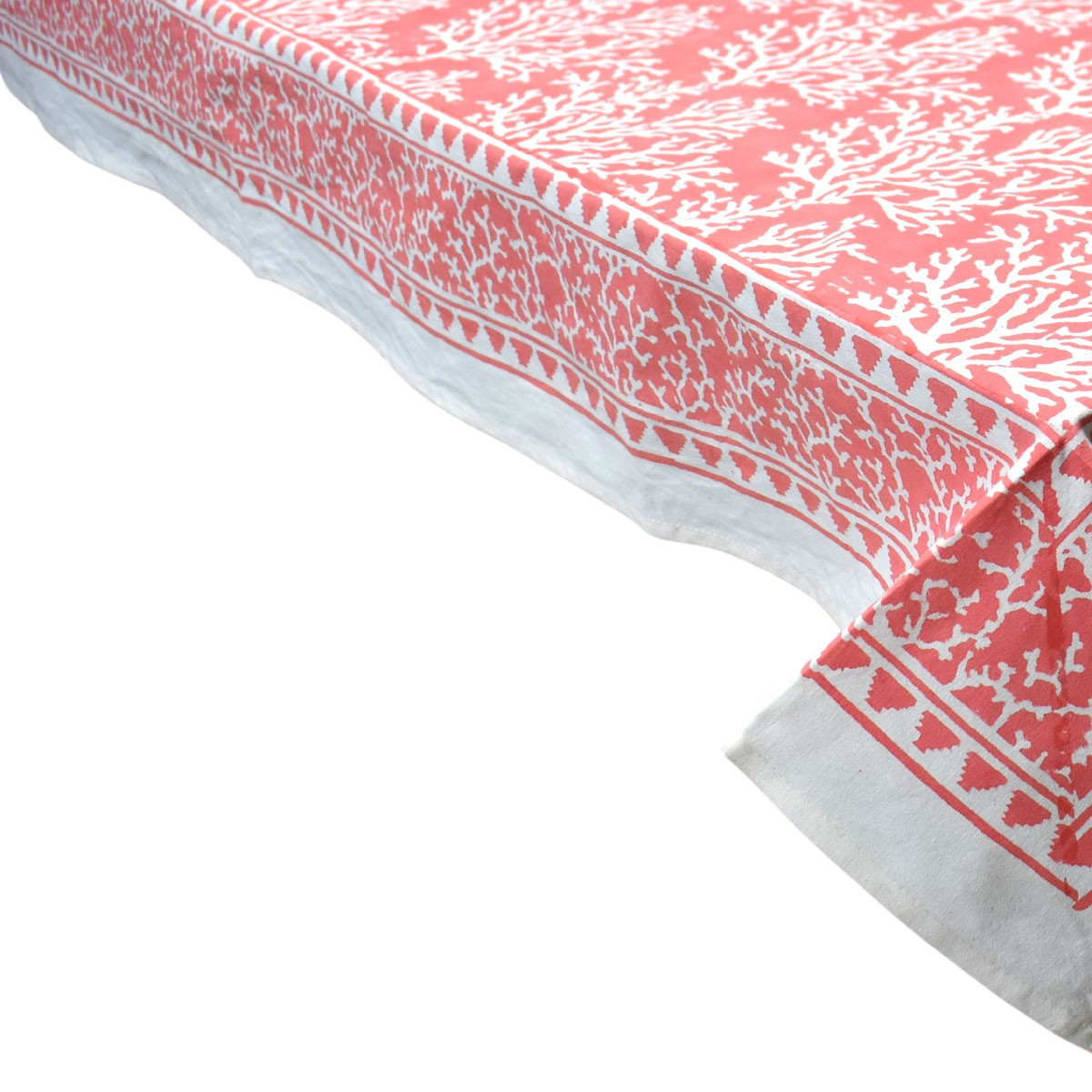 Wood Block Printed Handmade Tablecloth 150x220 cms  Coral Jaipur Pink 202528