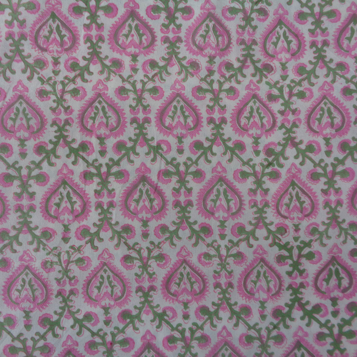 Wood Block Printed Handmade Tablecloth 150x220 cms  Mughal Pink Green 202520