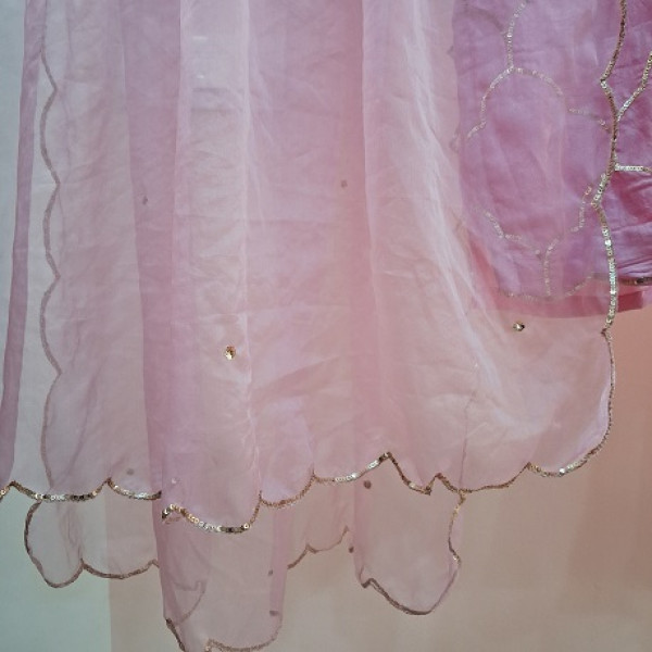 BABY PINK HANDWORK  SHORT KURTI AND SHARARA WITH  DUPATTA SET