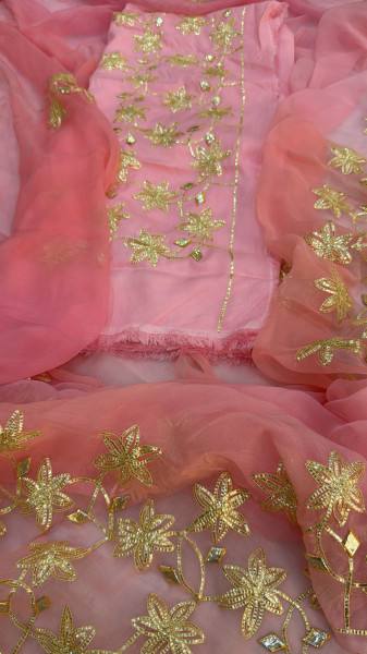 SHIFFON KACCHAGOTA HANDWORK SHADED SAREE