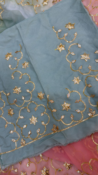 OMBRE SHIFFON KACCHA GOTAHANDWORK SAREE