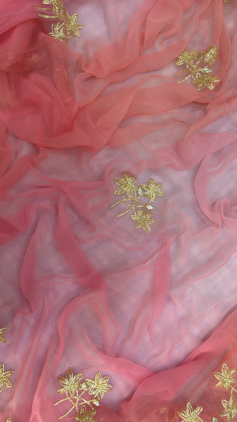 SHIFFON KACCHAGOTA HANDWORK SHADED SAREE