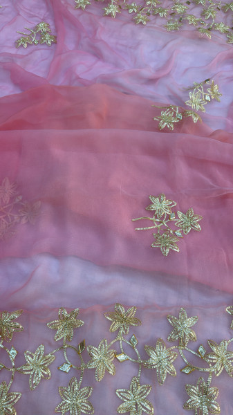 SHIFFON KACCHAGOTA HANDWORK SHADED SAREE