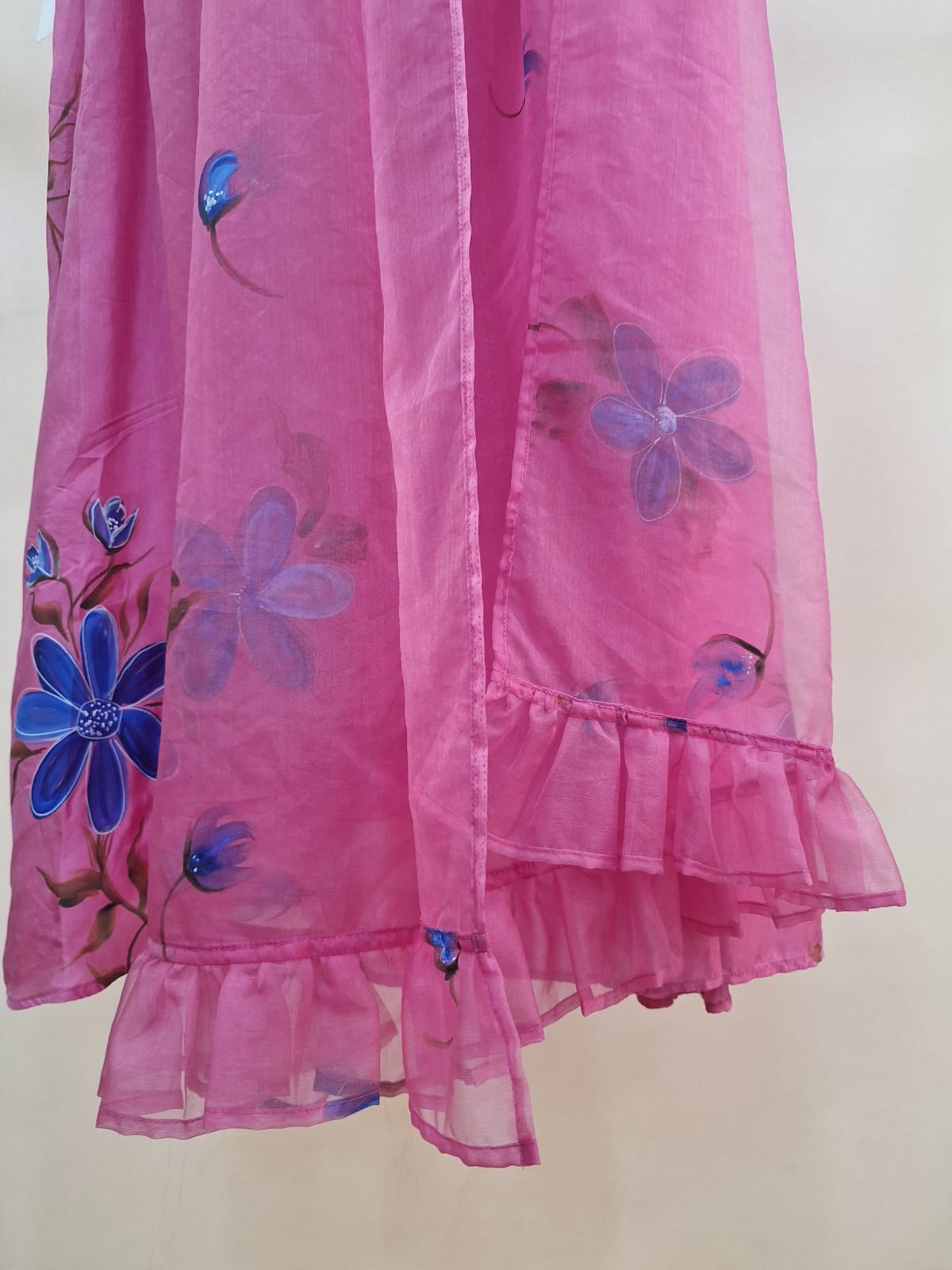 PINK HAND PAINT SUIT PANT AND DUPATTA SET