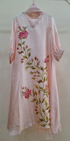 LIGHT PEACH HANDPAINTED SUIT SET