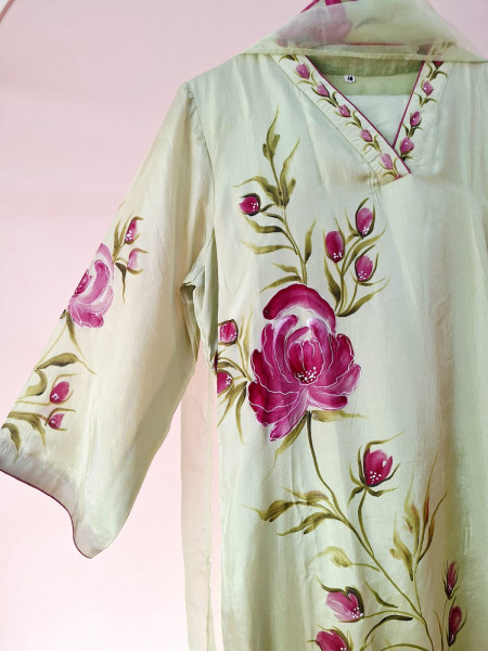 MINT GREEN HANDPAINTED SUIT SET