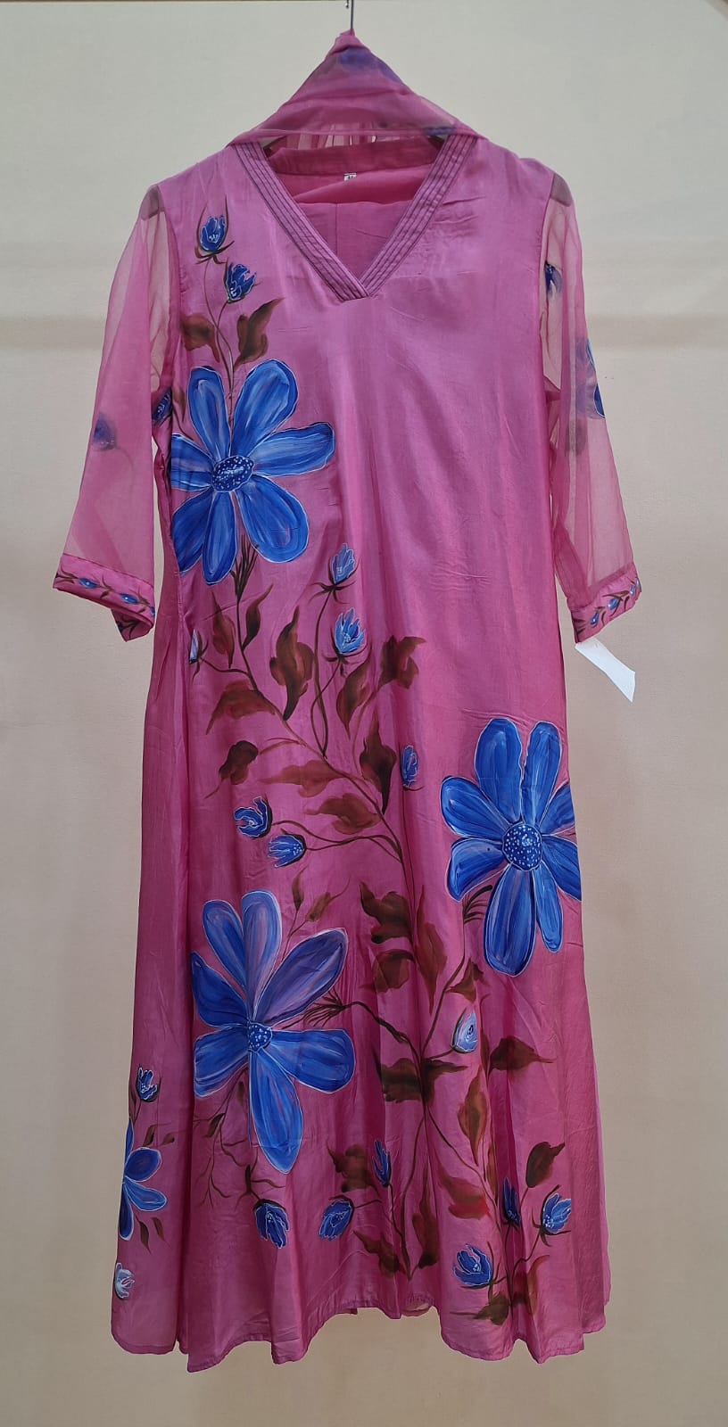 PINK HAND PAINT SUIT PANT AND DUPATTA SET