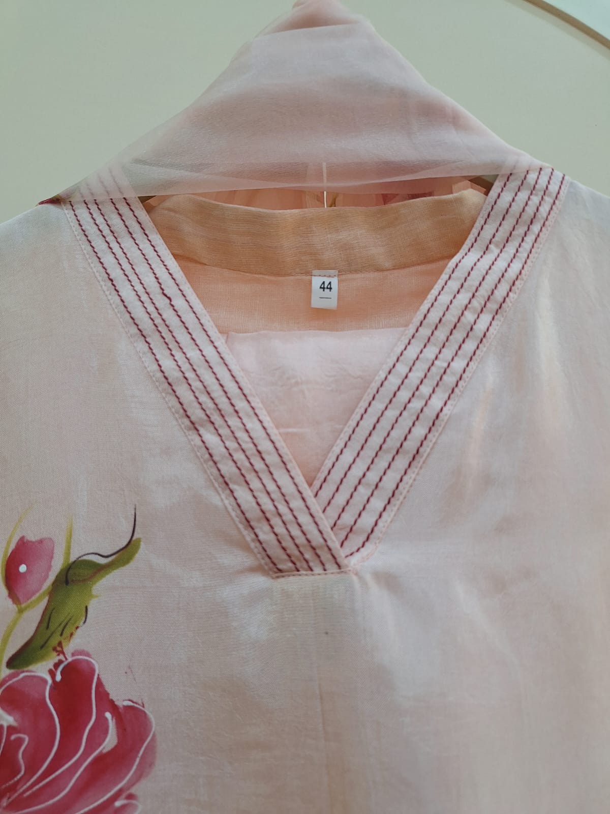 LIGHT PEACH HANDPAINTED SUIT SET